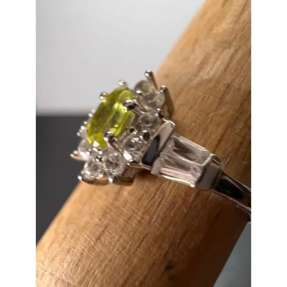 NEW Sphene halo ring in rhodium over sterling silver size 5 - Picture 10 of 11